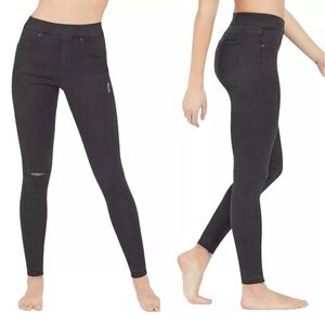 Spanx Jeans Distressed SZ medium Ankle Skinny VTG Black Stretch Denim 20213R